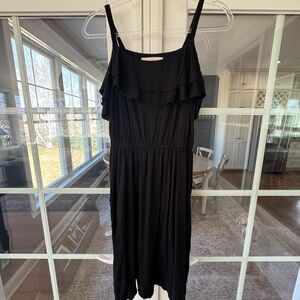 LOFT LBD!!! Black Ruffle Midi Dress